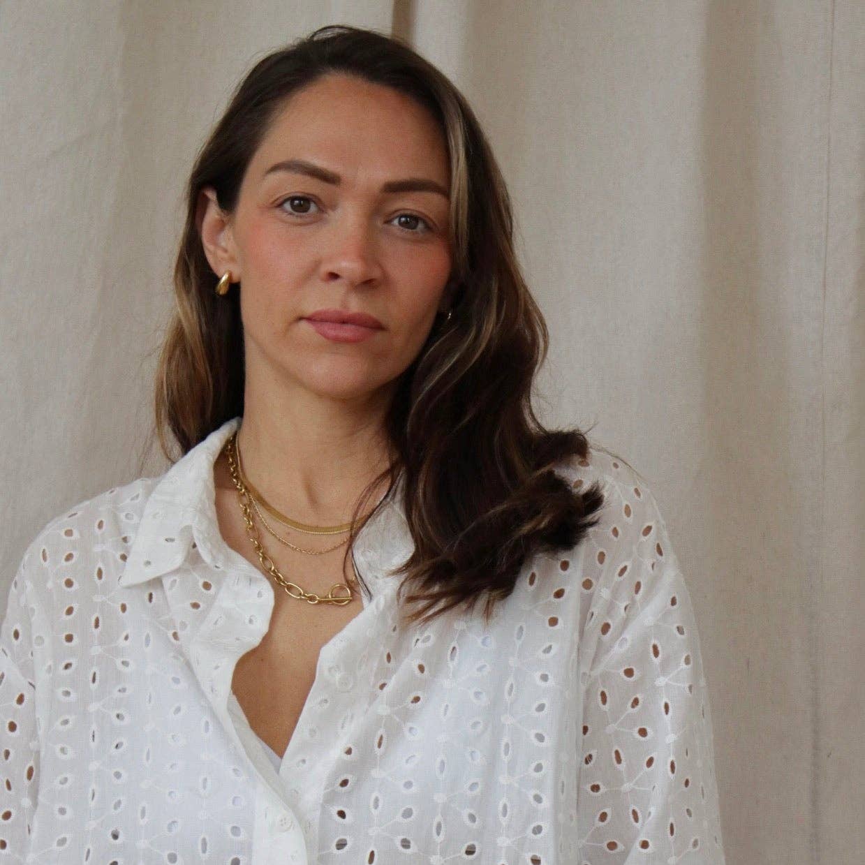 'Current' Small Waterproof Gold Drop Earrings