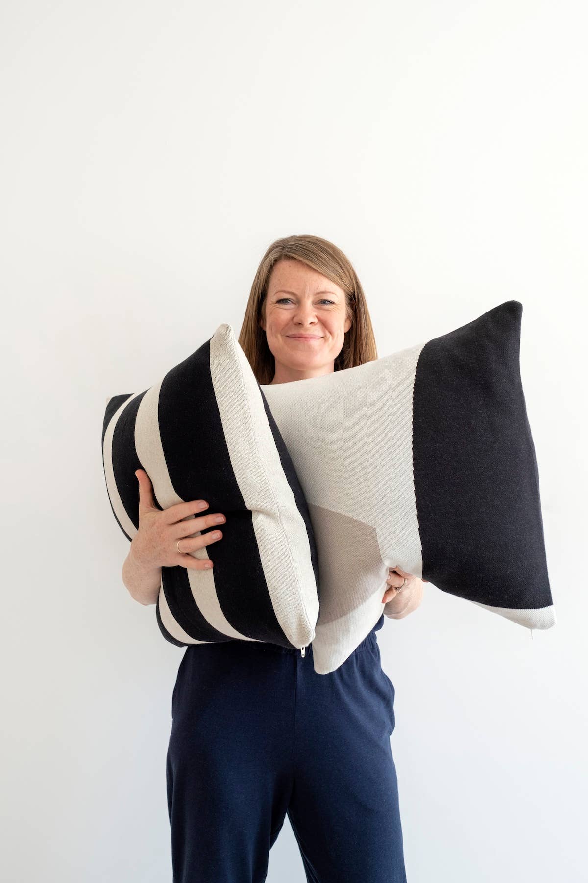 Cotton Knit Throw Pillow Enkel Black