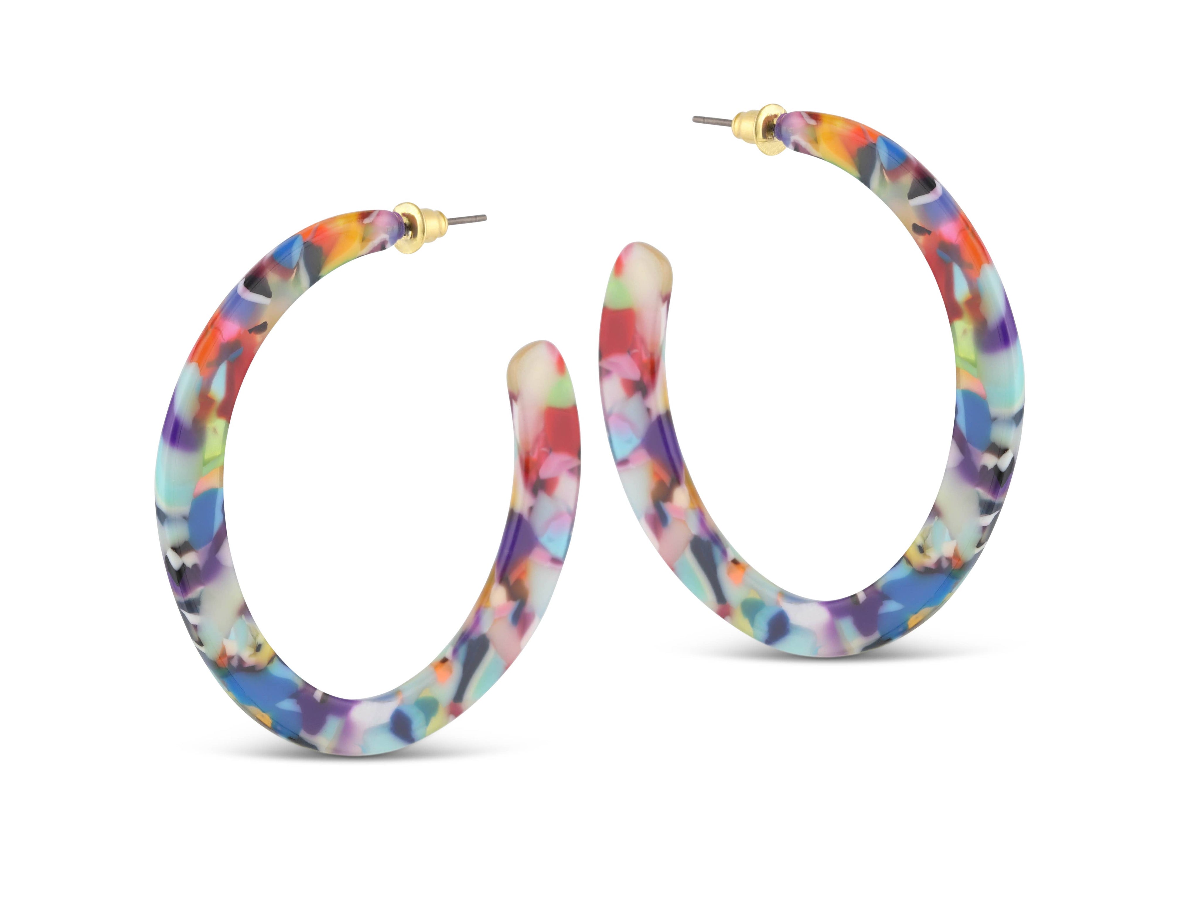Large Resin Hoop Earrings | Multicolour