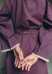 Cotton & Linen Robe in Fig Trim