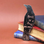 Ark Colour Design Rook in a Book leather bookmark with silver and blue foil