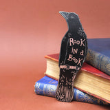 Rook in a Book Bookmark | Black Leather
