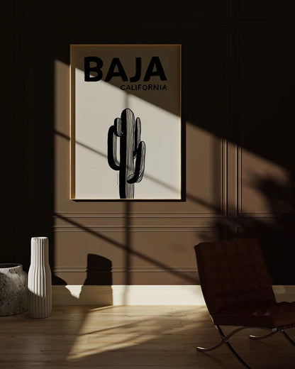 The Every Space monochrome minimalist Baja California A3 Giclée art Print with Cardon cactus by Noama