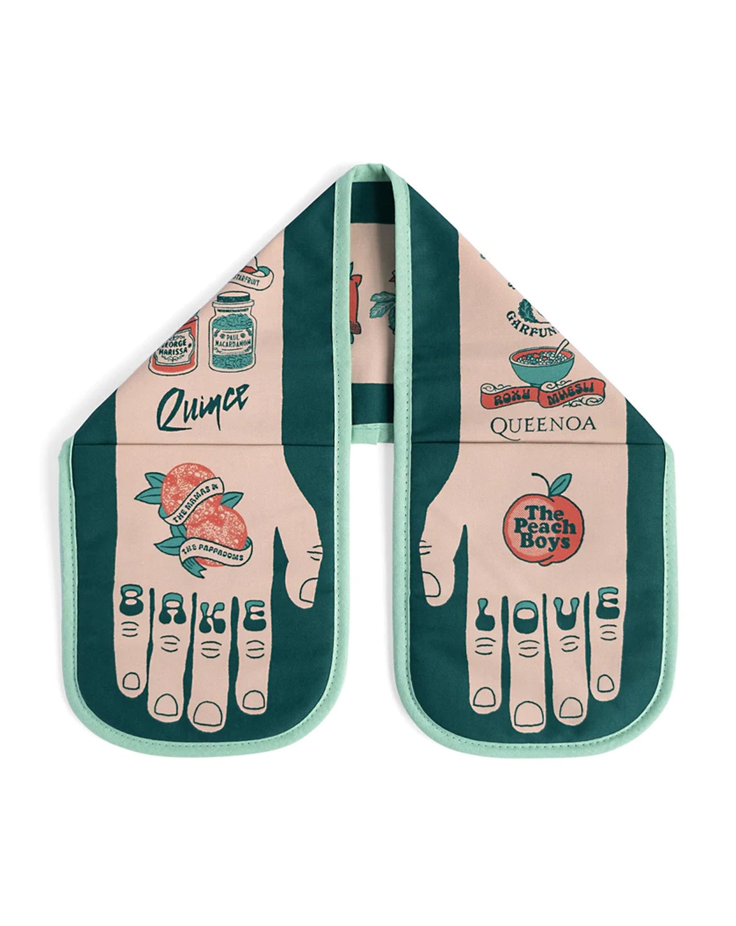 ‘Bake Love’ Double Oven Gloves Light Skin