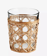 Drinking Glass with Bamboo Cane Holder