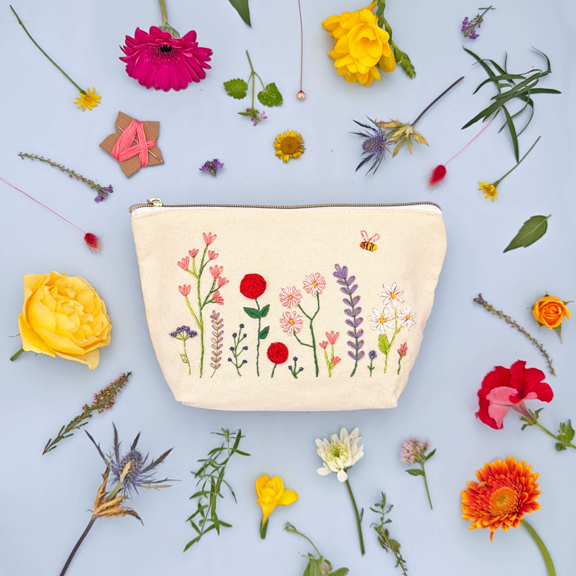 Stitch Your Flowers Zip Pouch | Embroidery Kit