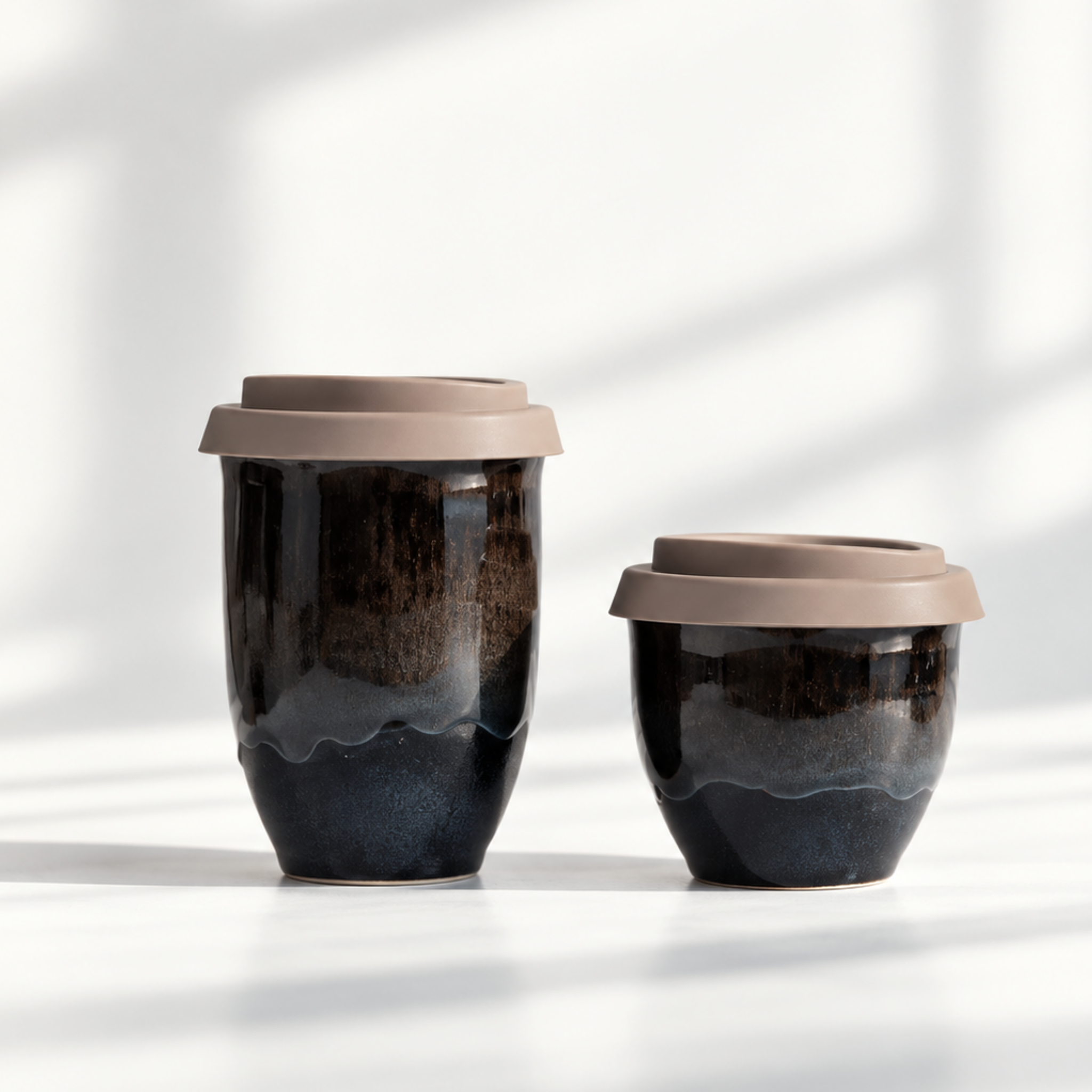 Reusable ceramic coffee cup in Manhattan, further view