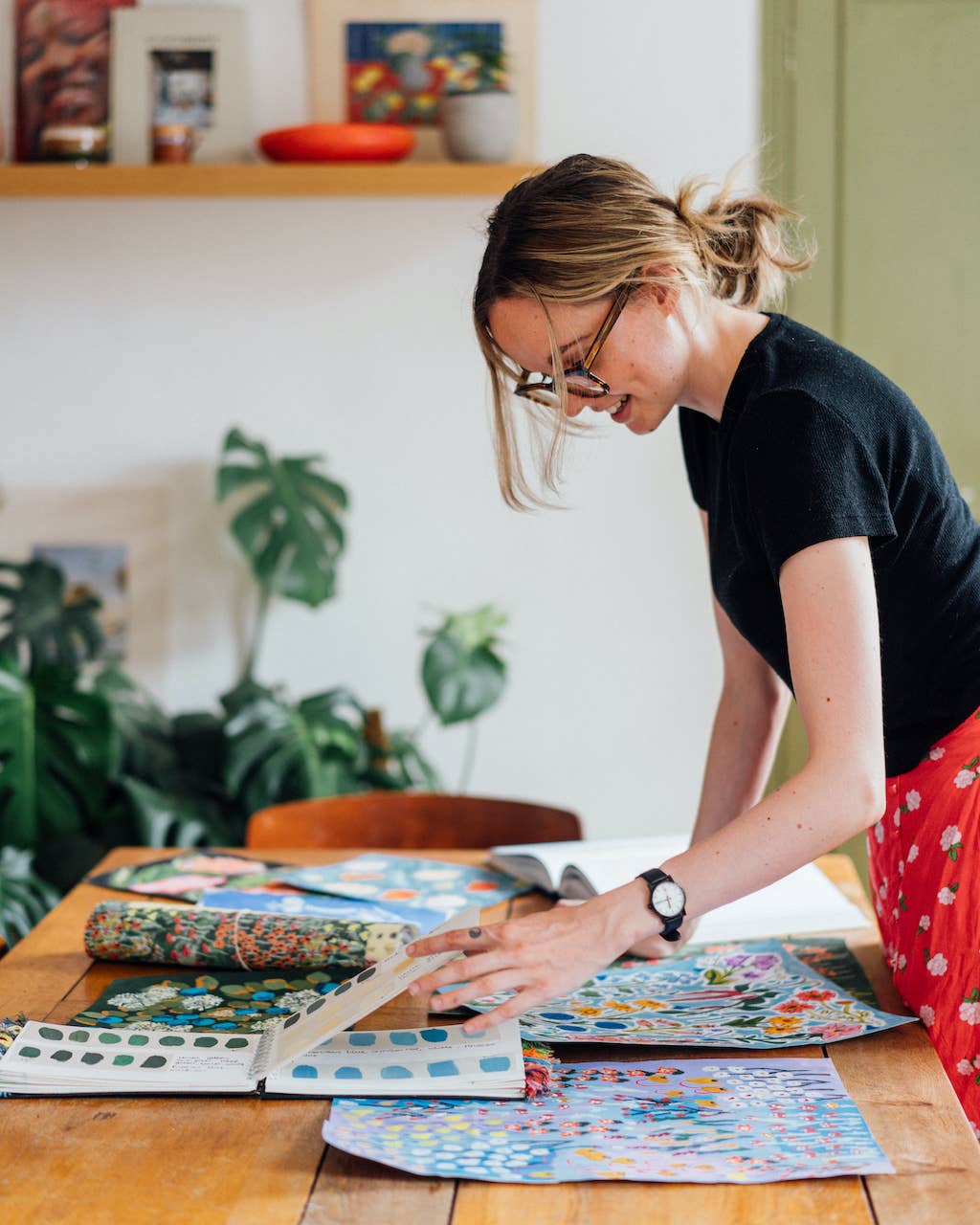 'Work Hard Plant Harder' | Playful | Folk Art | Retro | Risograph Style Print | A3