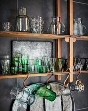 Madam Stoltz Beldi glass jug, blue green tint, mouth blown recycled glass