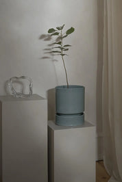 Saucer Glazed Finish with Hoff Pot Ø18cm in light blue