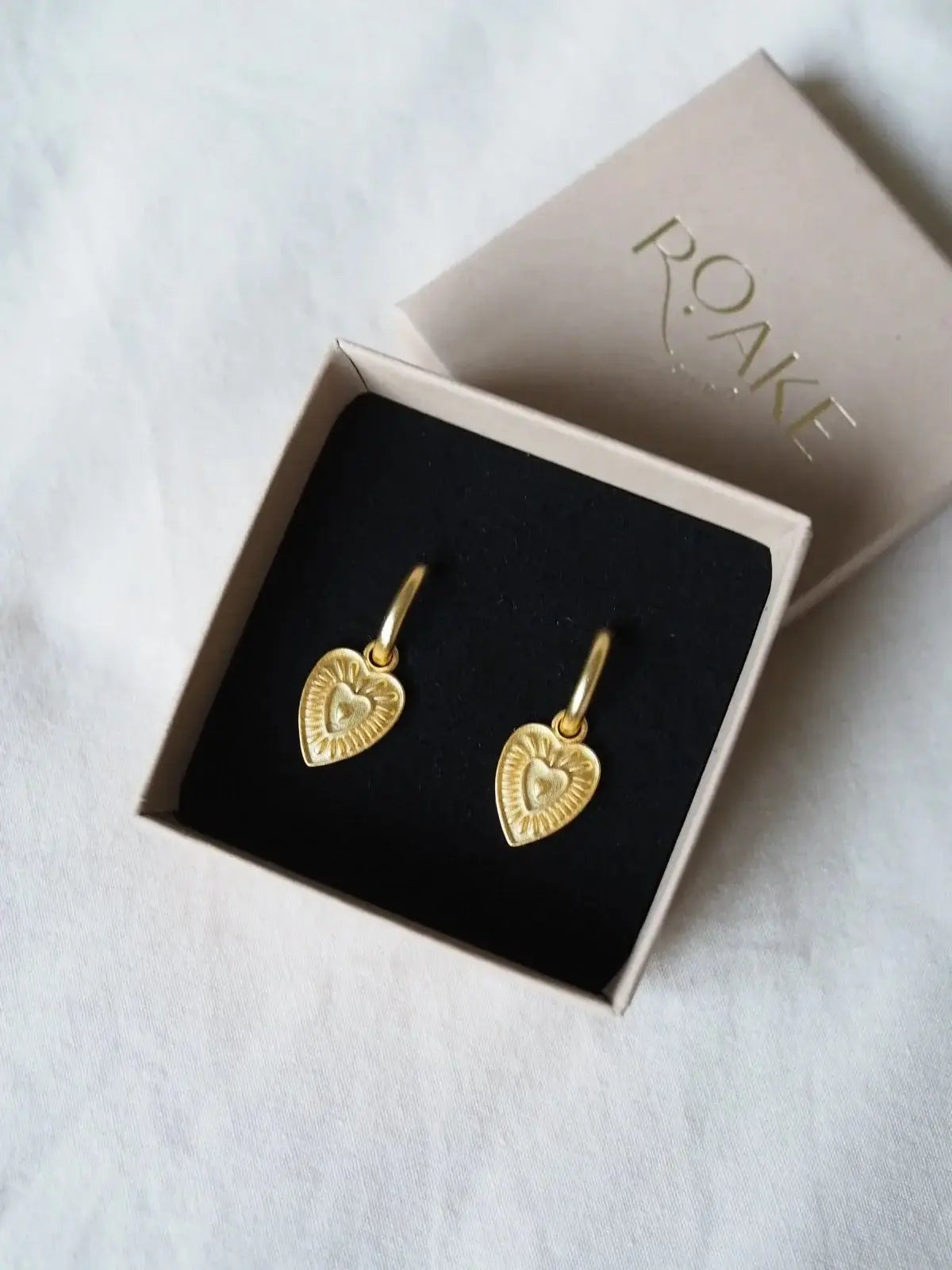 Roake Studio | Love Heart Gold Charm Earrings