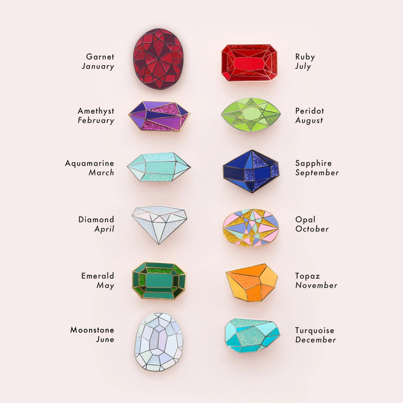 Birthstone Enamel Pins