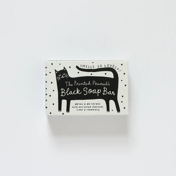 The Every Space Black Cat Soap bar in black charcoal with rosemary & lime by The Printed Peanut