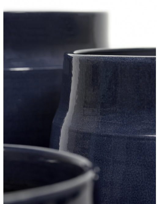 The Every Space indoor Blue Glazed Plant Pot in terracotta with dark blue glaze by Serax