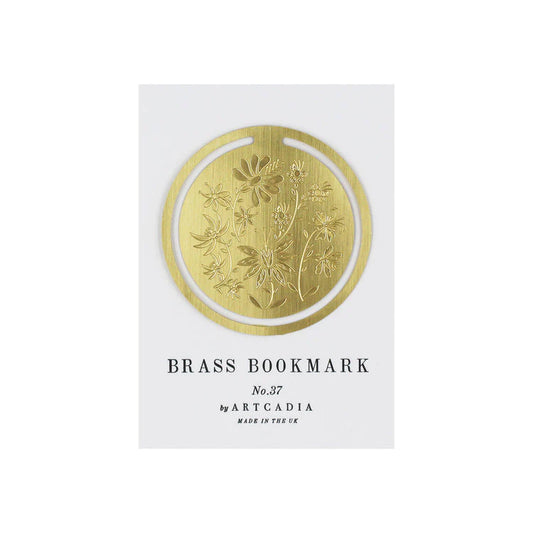 The Every Space round, brass Botanical bookmark, presented on a letterpress backing card, and made in the UK by Artcadia