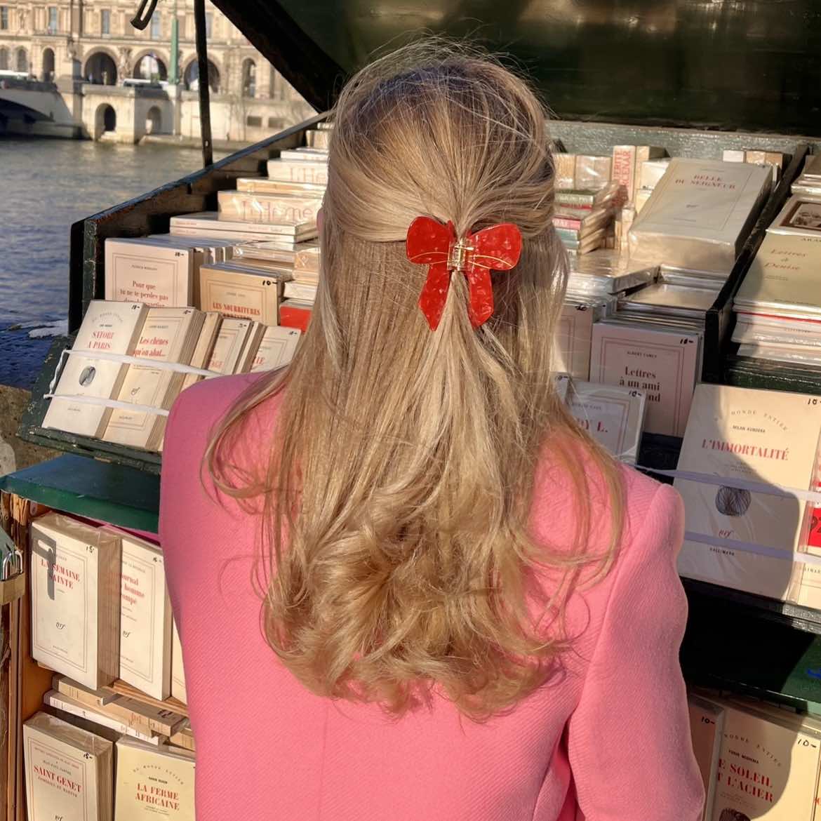 Red Ribbon Hair Claw