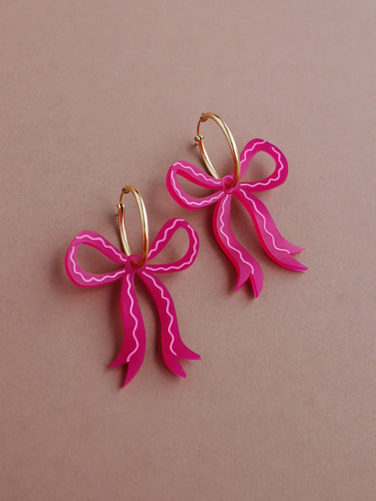 Bow Hoops in Magenta