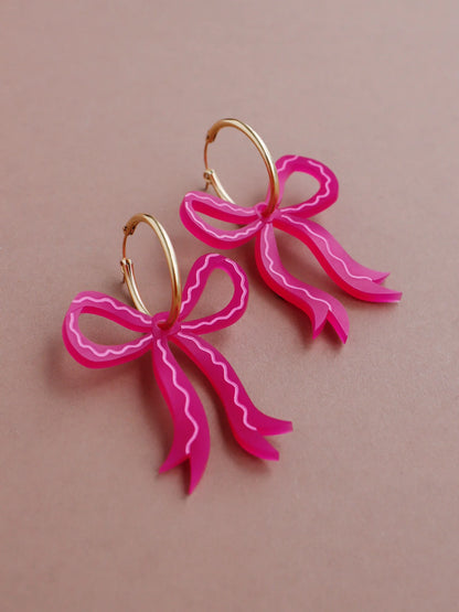 Bow Hoops in Magenta