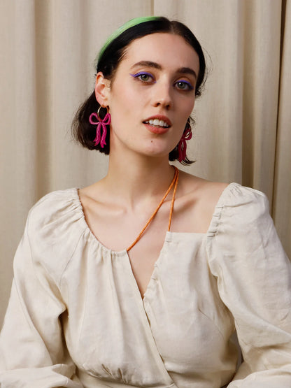 Bow Hoops in Magenta