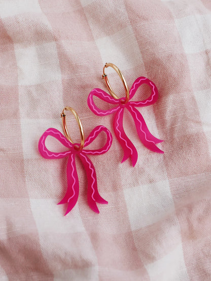 Bow Hoops in Magenta