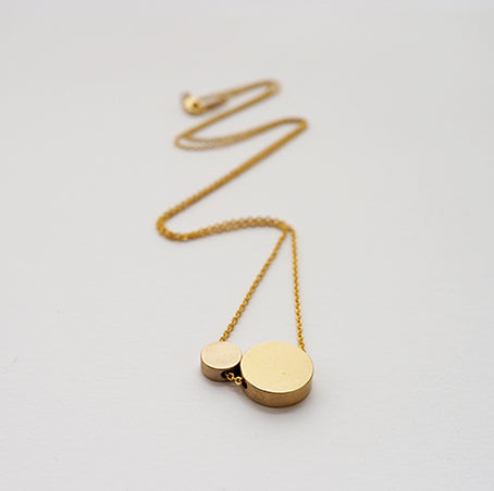 Big Brass Circle & Small Circle Necklace