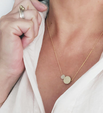 Big Brass Circle & Small Circle Necklace