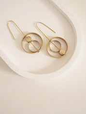 Brass+Bold Nucleo rings within rings brass earrings