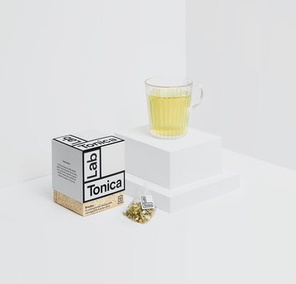 The Every Space 15 biodegradable Breath Herbal Tea bags infused with Ashwagandha & Lemon Balm by Lab Tonica