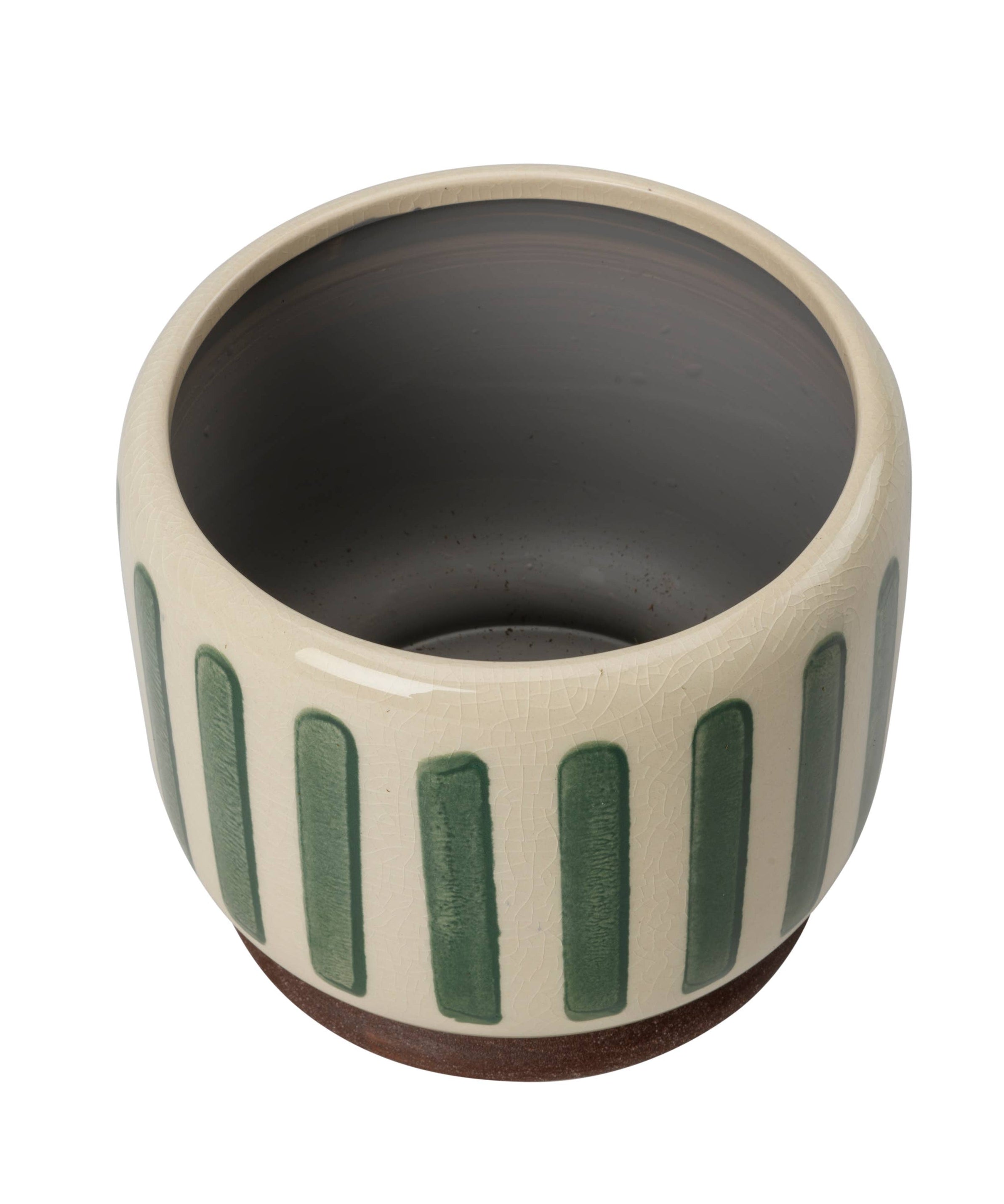 inside green stripe plant pot