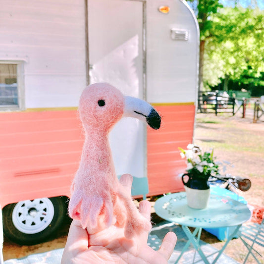 Flamingo Felt Finger Puppet