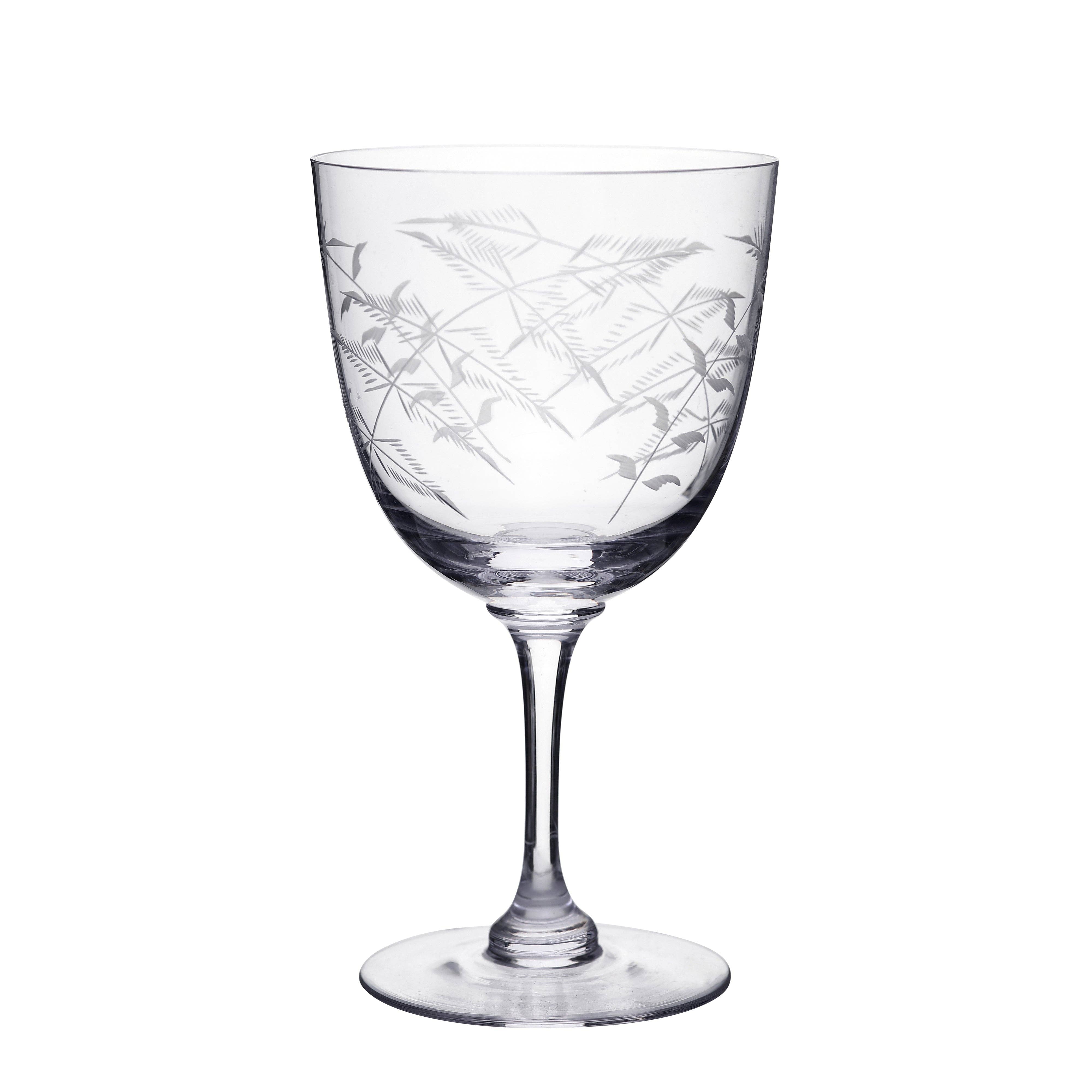 A Pair of Crystal Wine Glasses | Fern Design