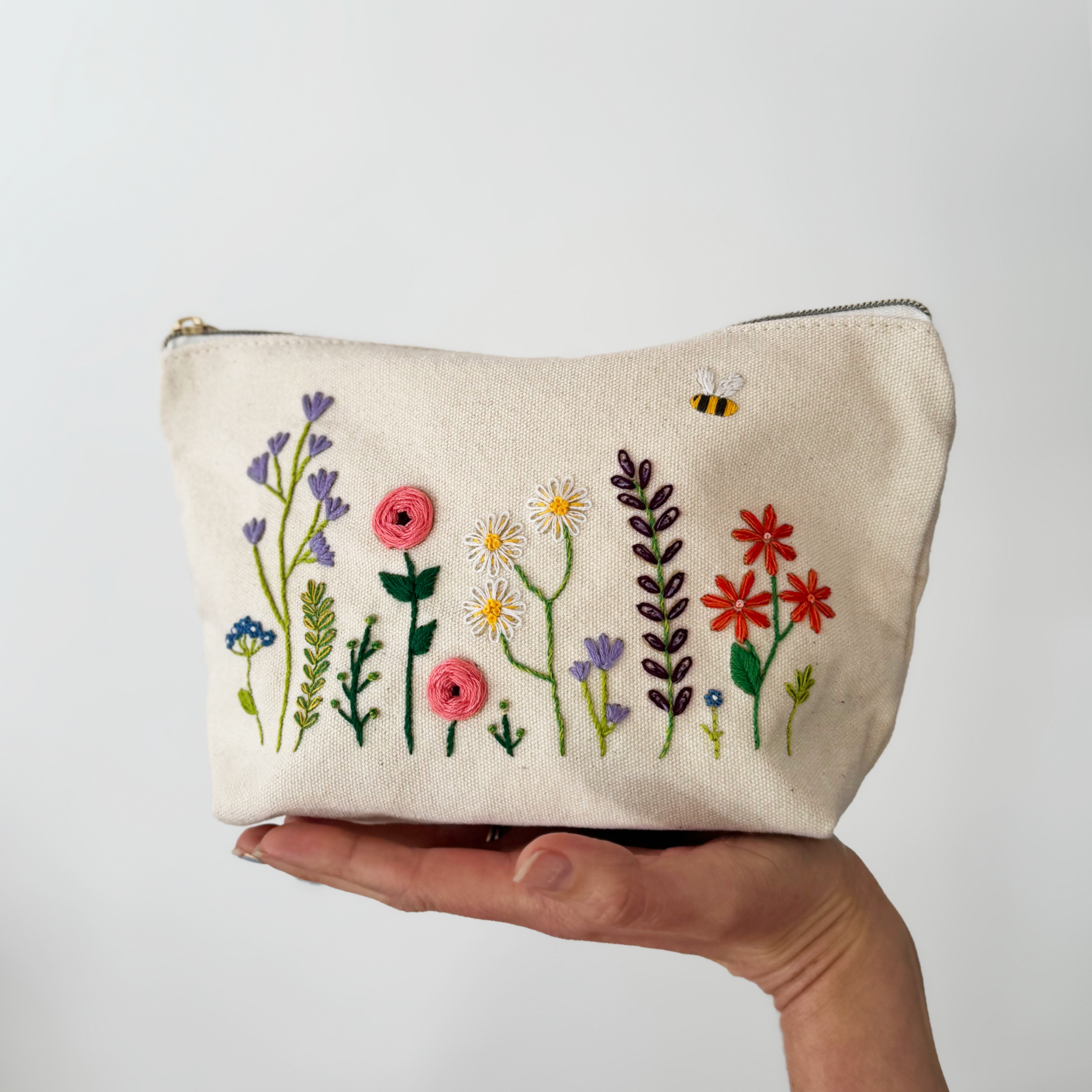 Stitch Your Flowers Zip Pouch | Embroidery Kit