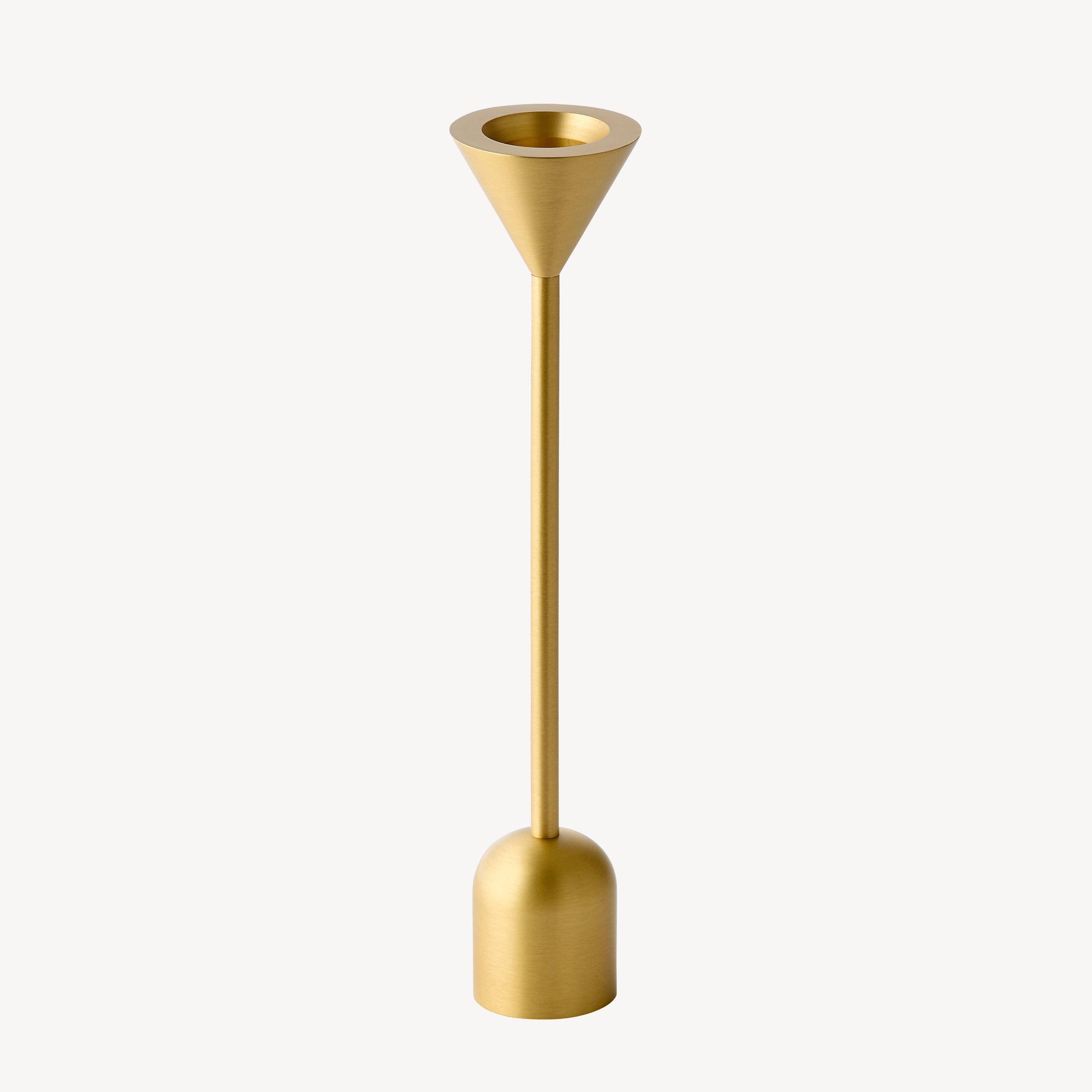 Reversible Totem Dinner Candle Holder | Small Satin Brass
