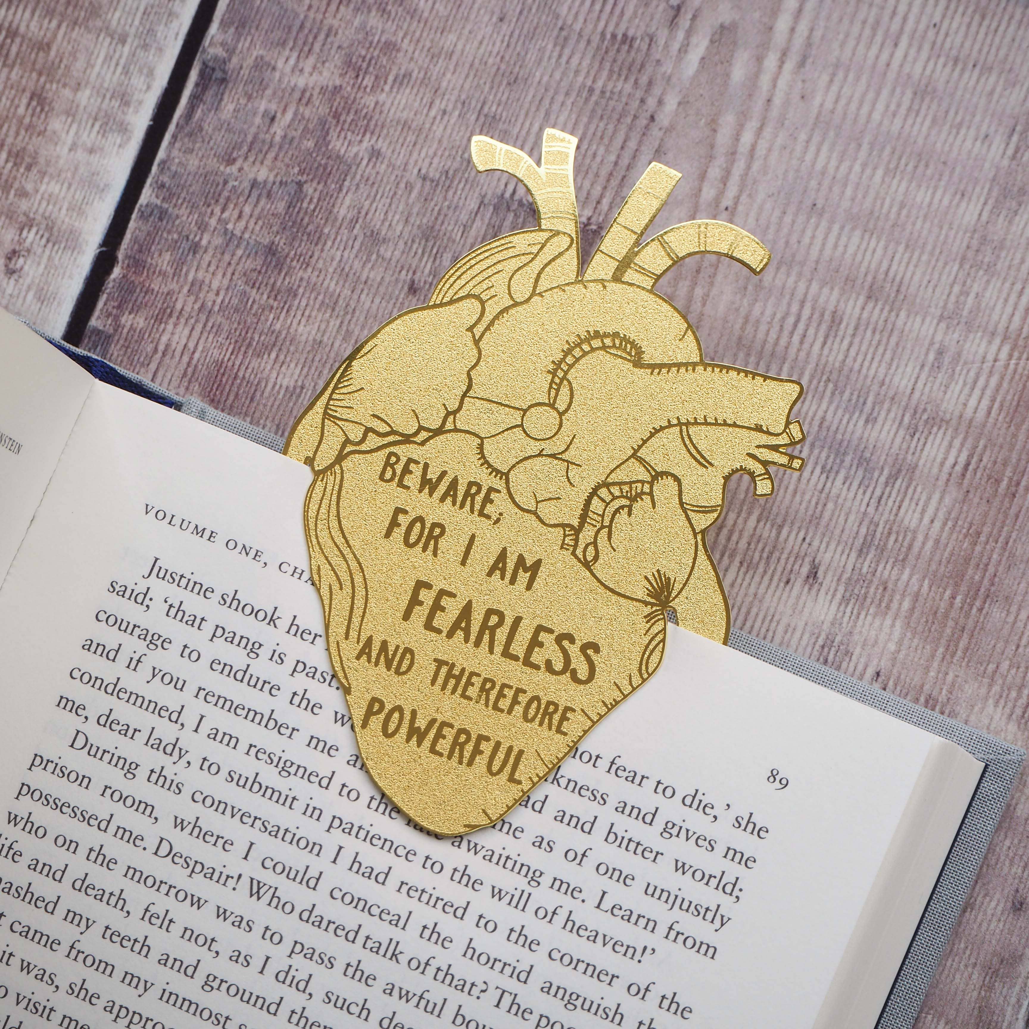 Frankenstein Anatomical Heart Brass Bookmark Mary Shelley