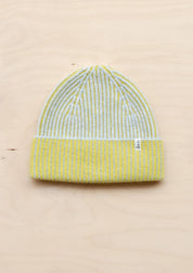 Cashmere & Merino Two-Tone Beanie in Lime