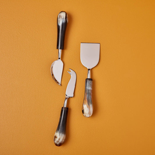 Horn & Stainless Cheese Set