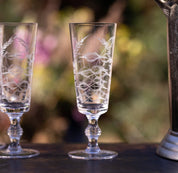 A Set of Four Crystal Champagne Flutes | Fern Design