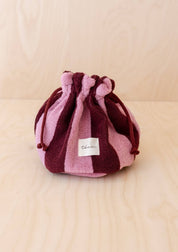 Terry Cotton Wash Bag | Burgundy Stripe