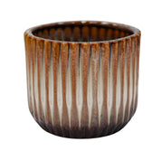 Ivyline Willow Planter | Ivory Ribbed Ceramic Plant Pot, H10.5cm D12cm