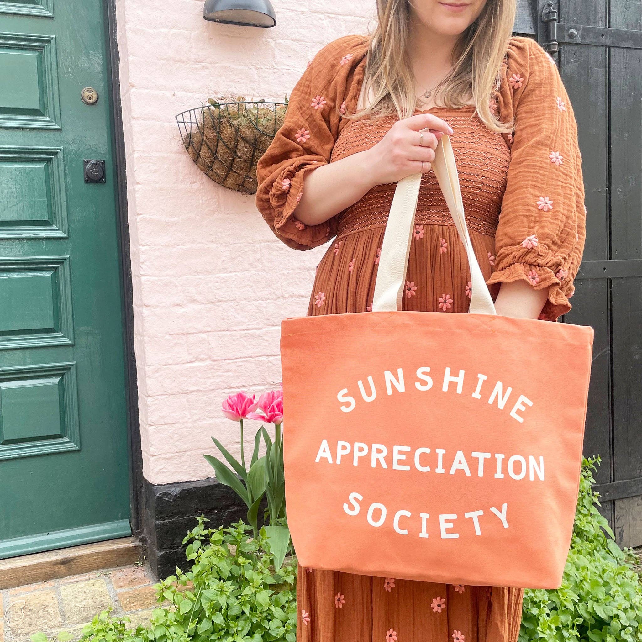 Sunshine Appreciation Society | Peach Canvas Tote Bag