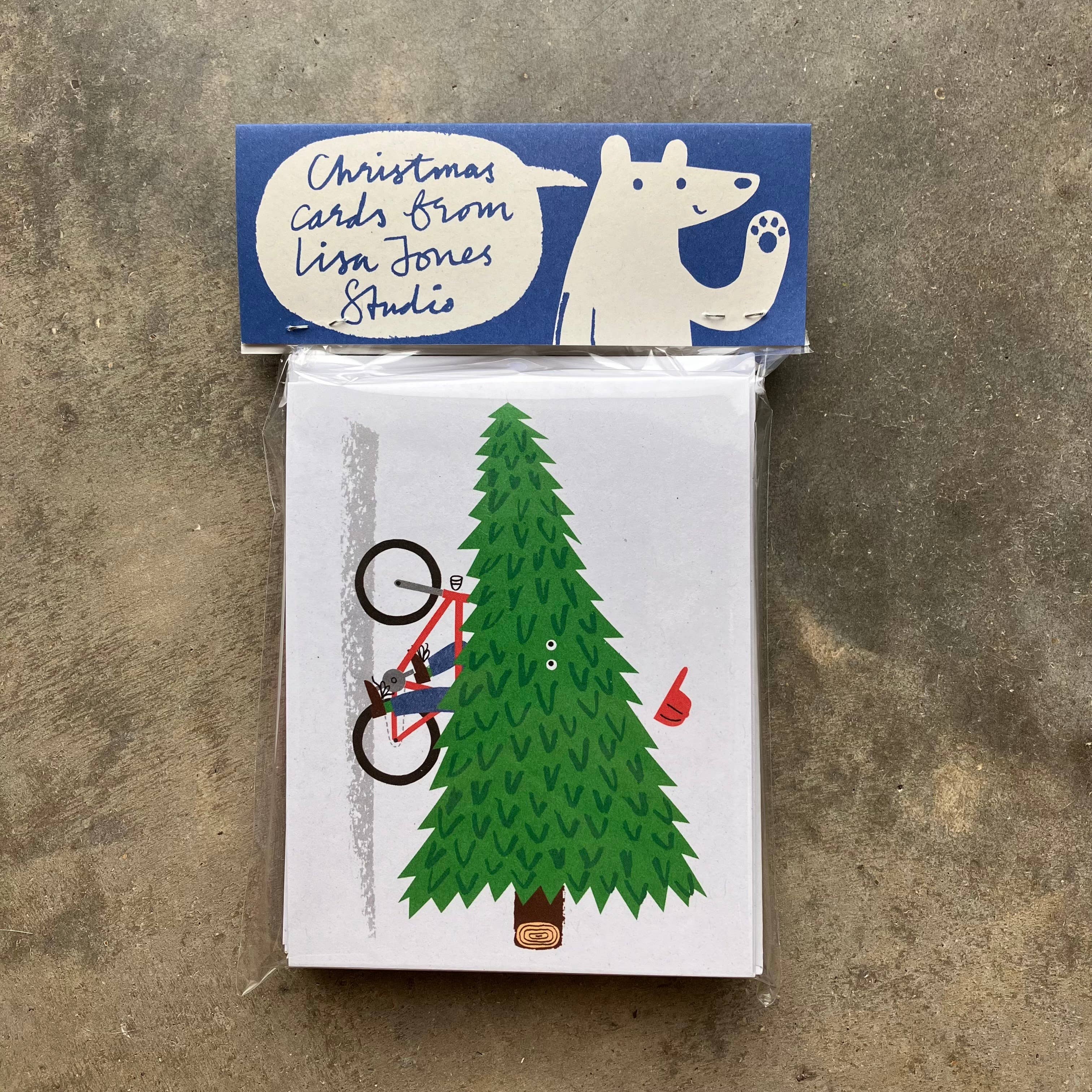 Christmas Card | Pack of 10 (Bear & Cyclist)