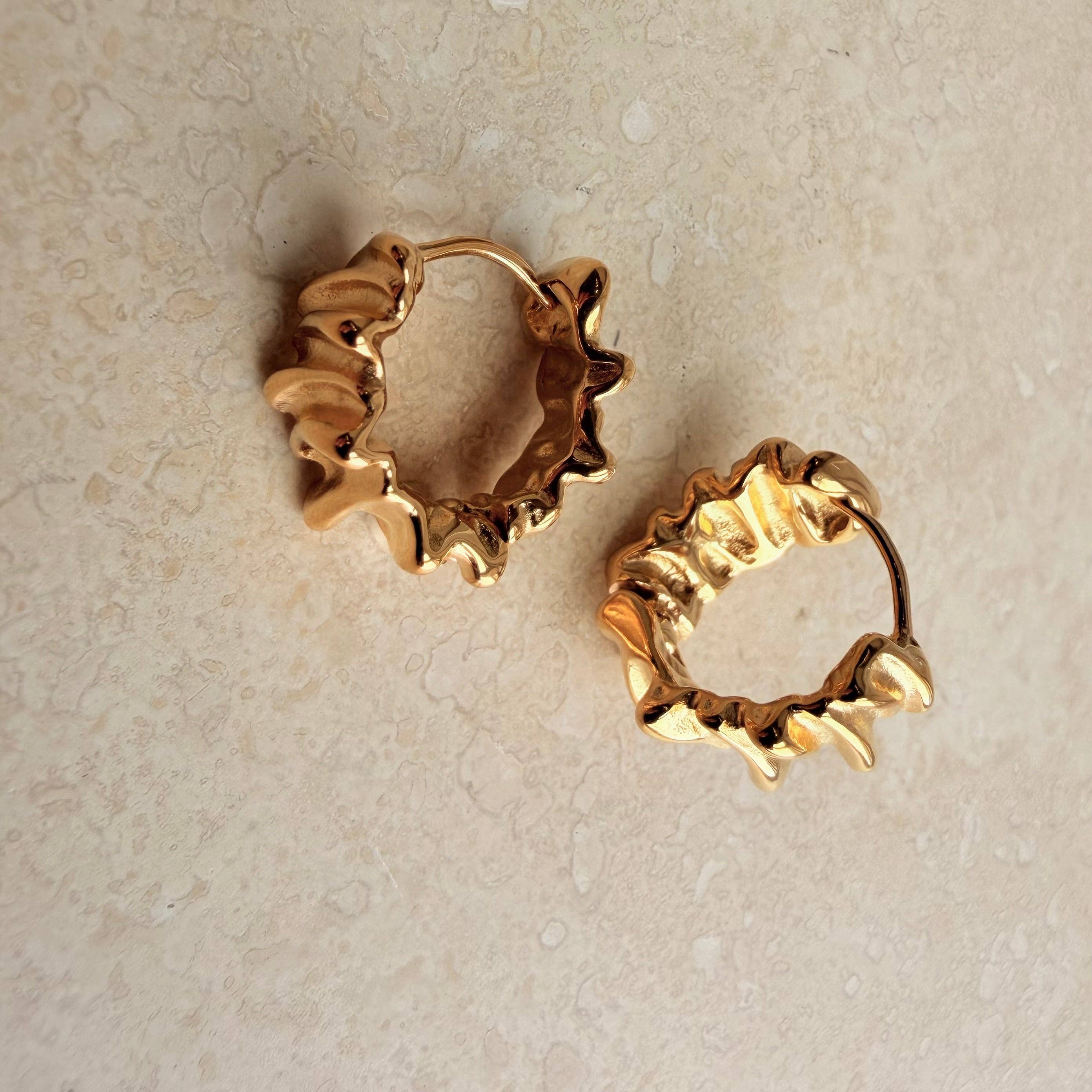Everyday Gold Mini Scrunch Hoops by Little Nell, further view