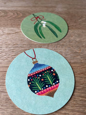 Drinks Coasters- reversible designs- Mistletoe & Bauble