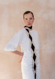 Merino Wool Skinny Scarf | Black Harlequin