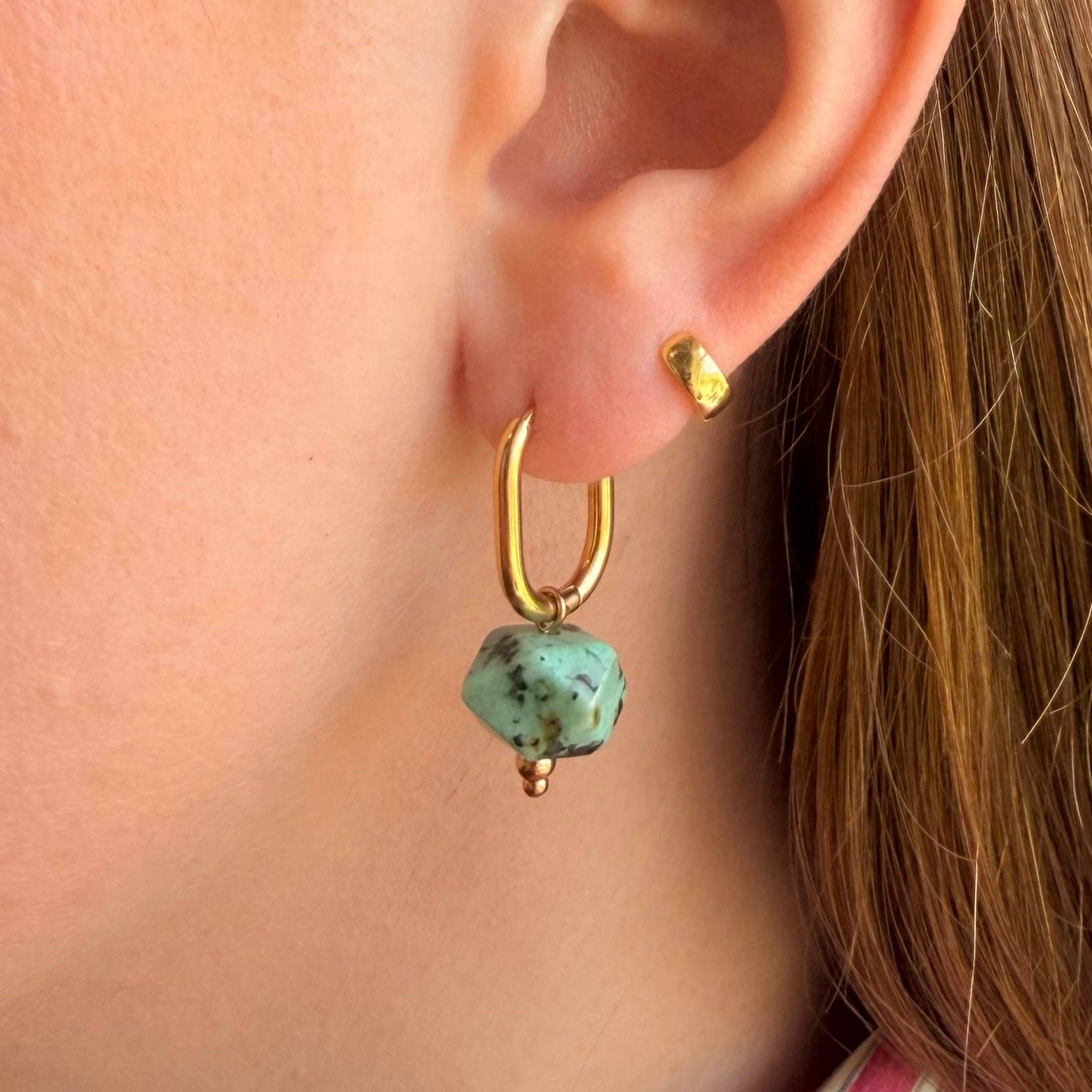 Everyday Oval Turquoise Hoops by Little Nell