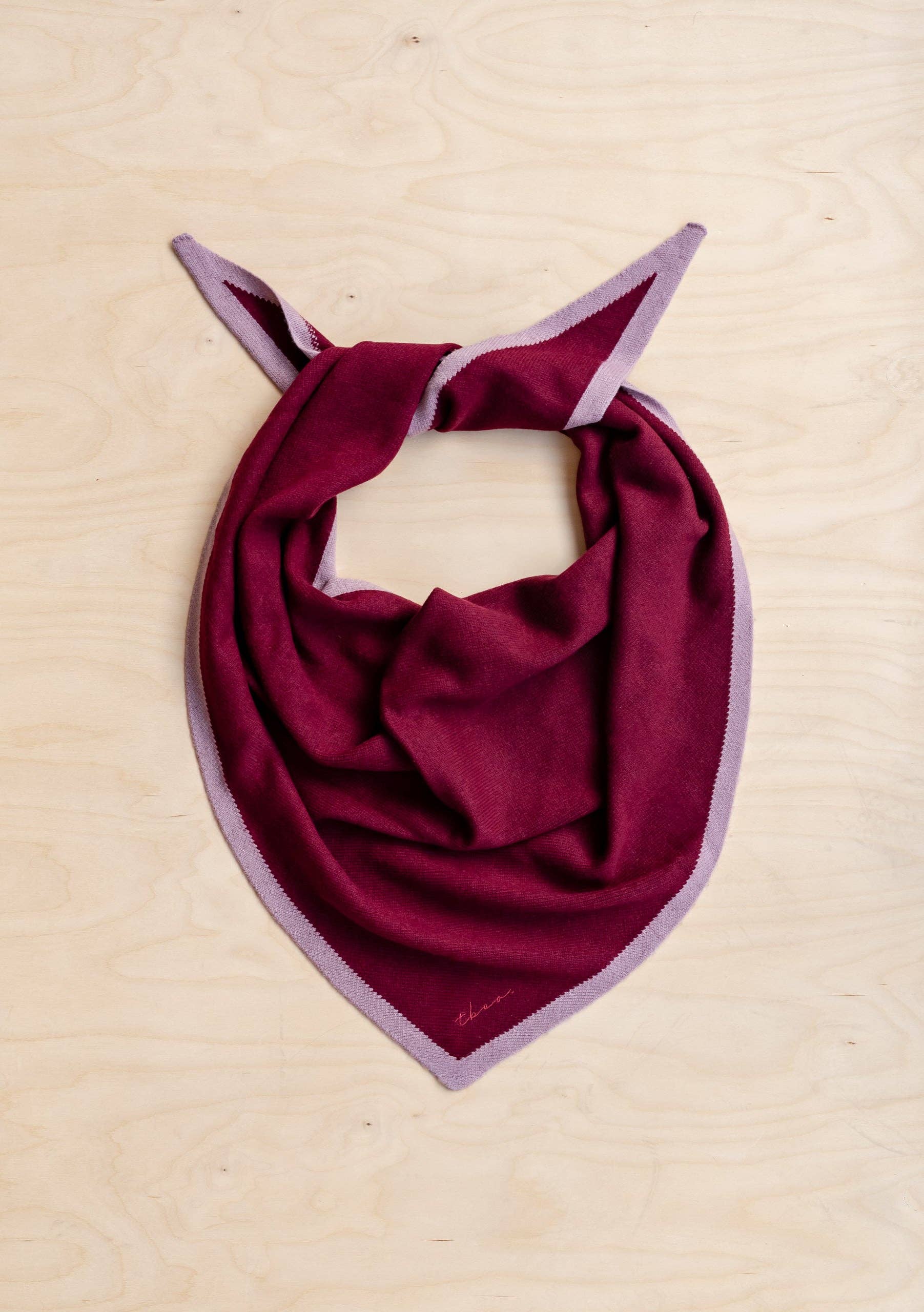 Large Merino Triangle Scarf | Burgundy & Lilac