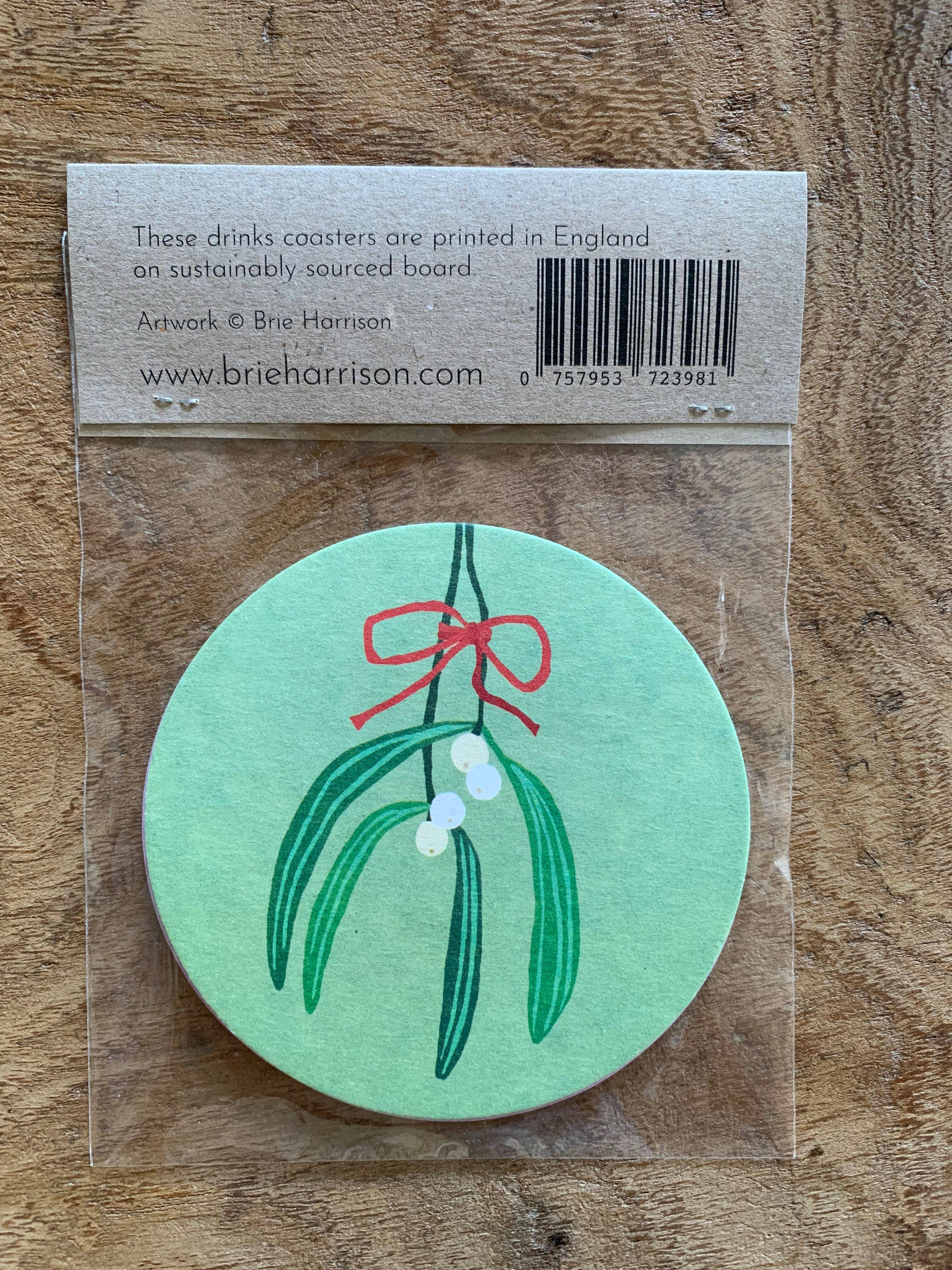 Drinks Coasters- reversible designs- Mistletoe & Bauble