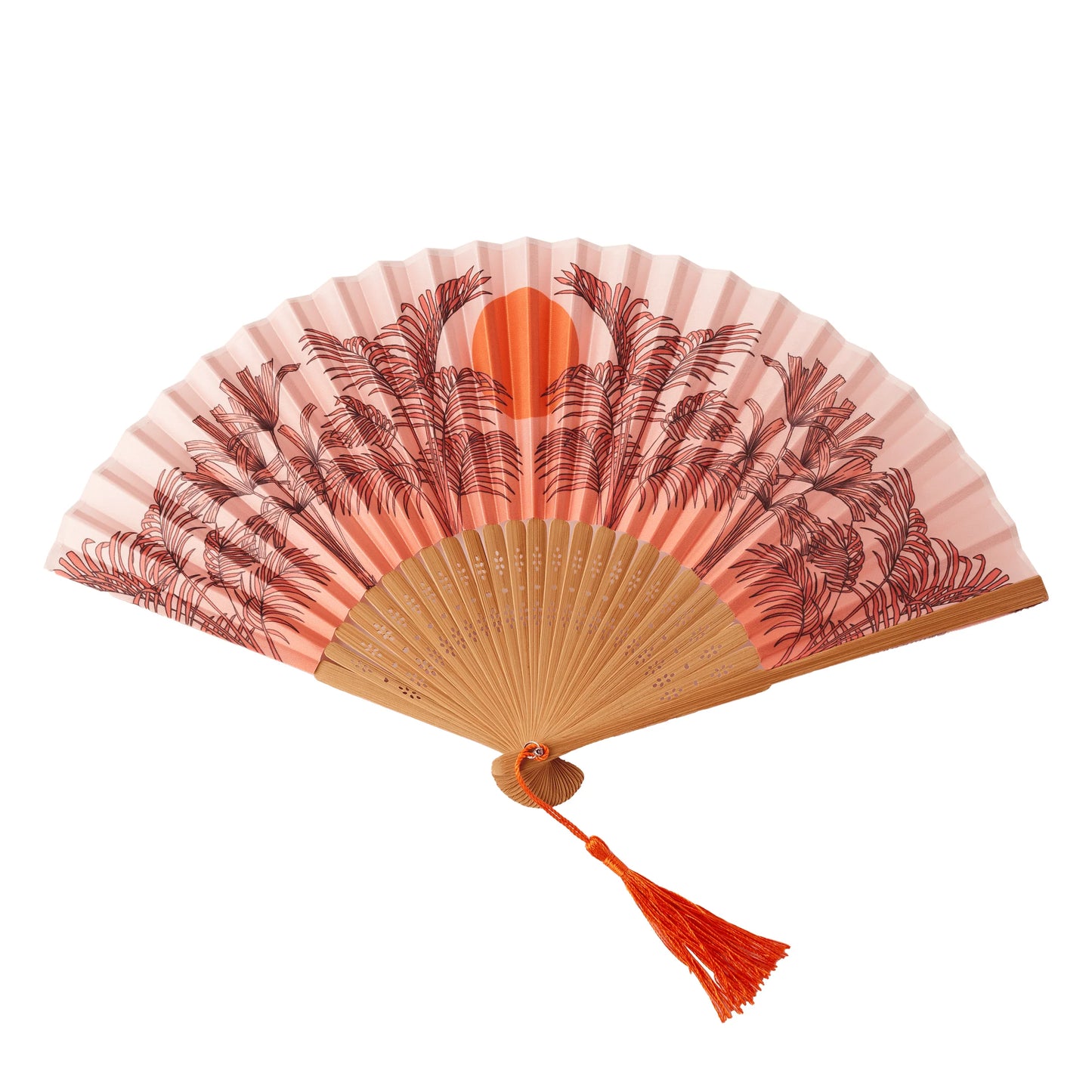 Folding Fan in Peachy Orange
