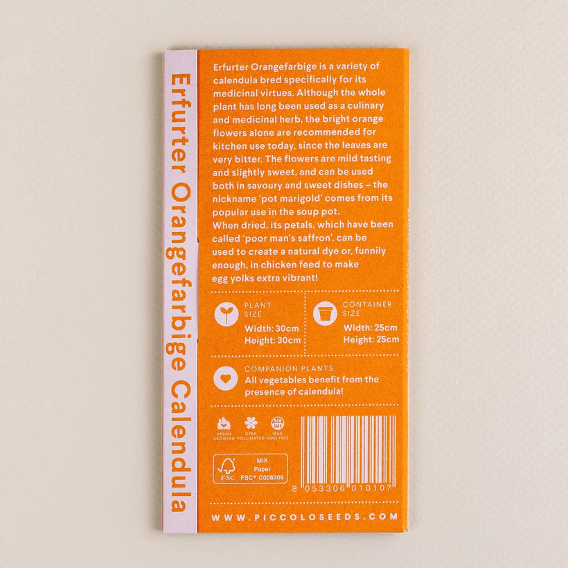 The Every Space Erfurter Orangefarbige Calendula seed packet with 45 seeds by Piccolo