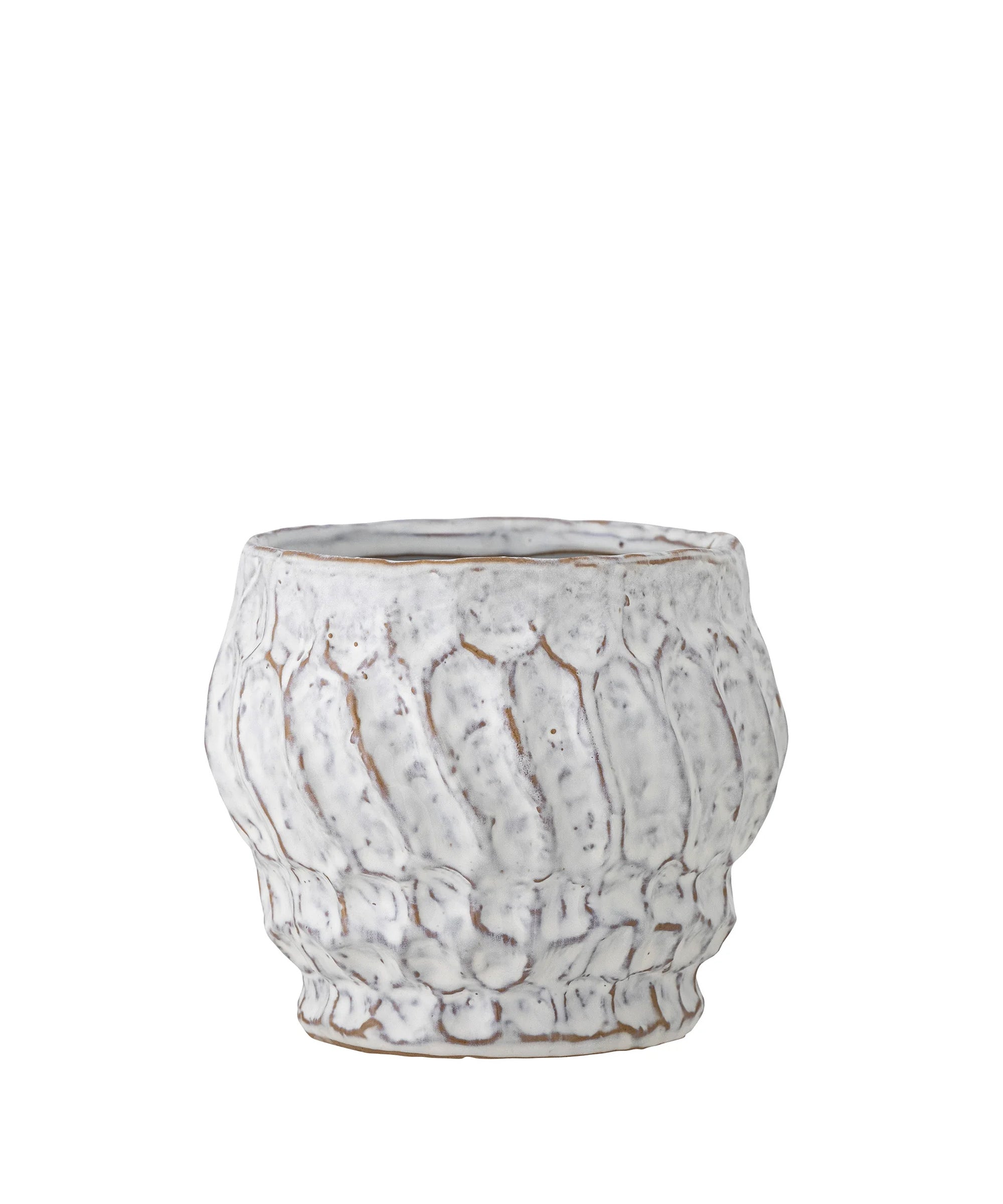 The Cami Flowerpot by Bloomingville is made of stoneware in white with an abstract structure